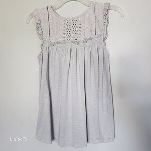 Maurices Grey Sleeveless Eyelet Trim Top Size Small